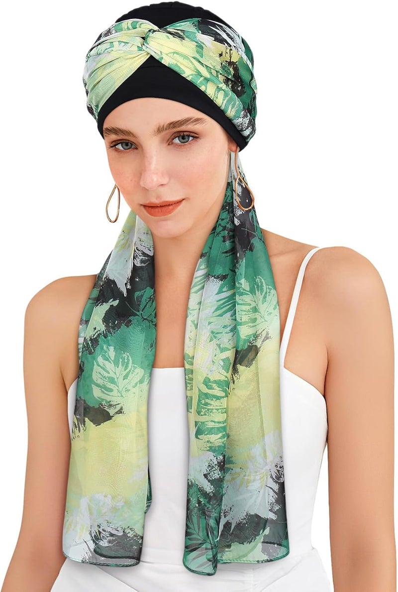 Awefeel Chemo Hats for Women – Extra Long 47" Chiffon Scarf – Soft Cancer Headwear for Hair Loss – Stylish Chemo Caps - Image 1
